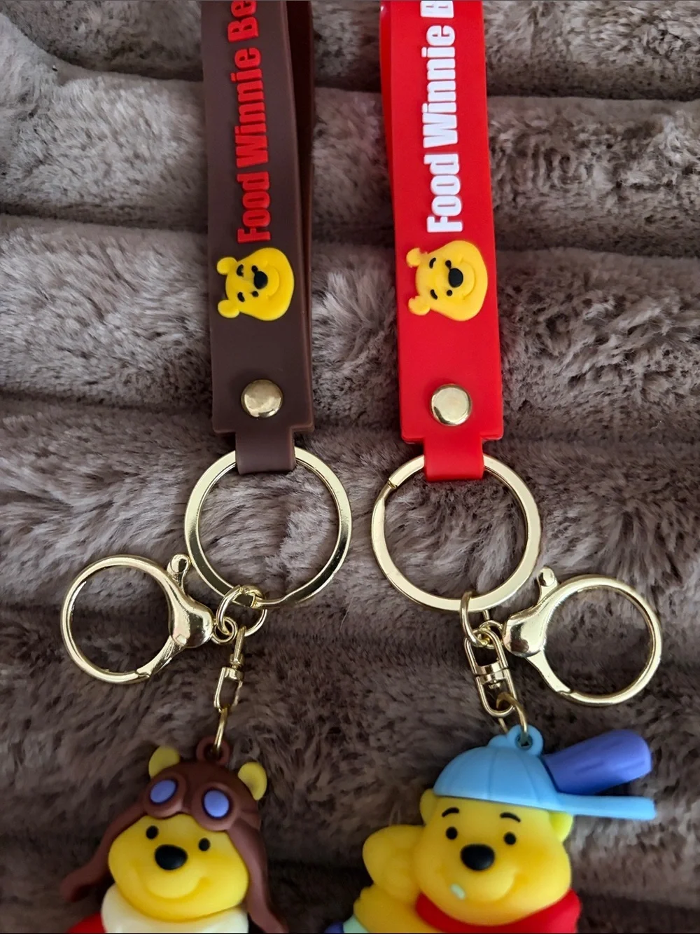 Winnie the Pooh Silicone Keychain Set - Yellow, Red, Brown